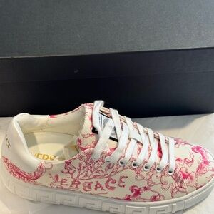 Versace White and Pink Sneakers